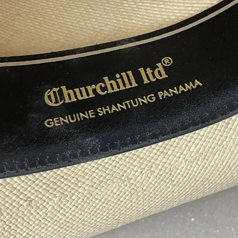 VTG Churchill Ltd Genuine Shantung Straw Panama Hat Size 7 3/8 Paisley Band